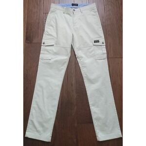 Louis Philippe Men's Cargo Comfy Tapered Beige Stretch Chinos Pants Sz‎ 29x30